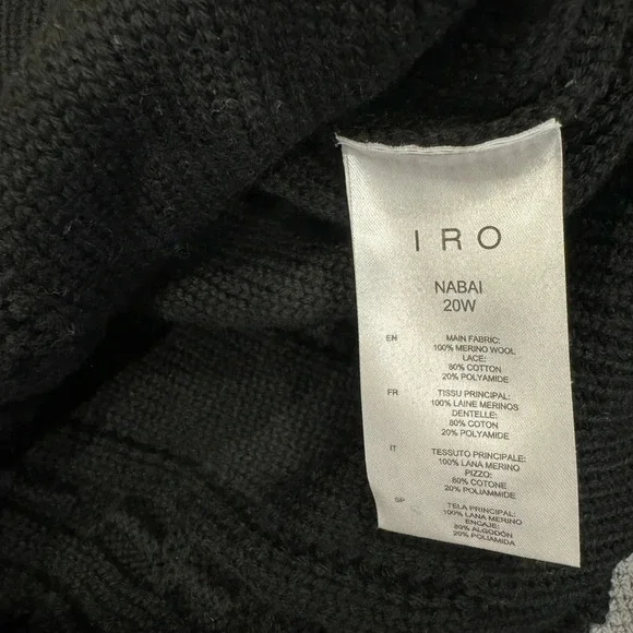 IRO PARIS NWT Nabai Black Sheer Insert Chunky Knit Sweater Jumper S